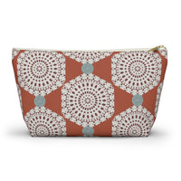 Lace Hexagon Accessory Pouch w T-bottom in Orange
